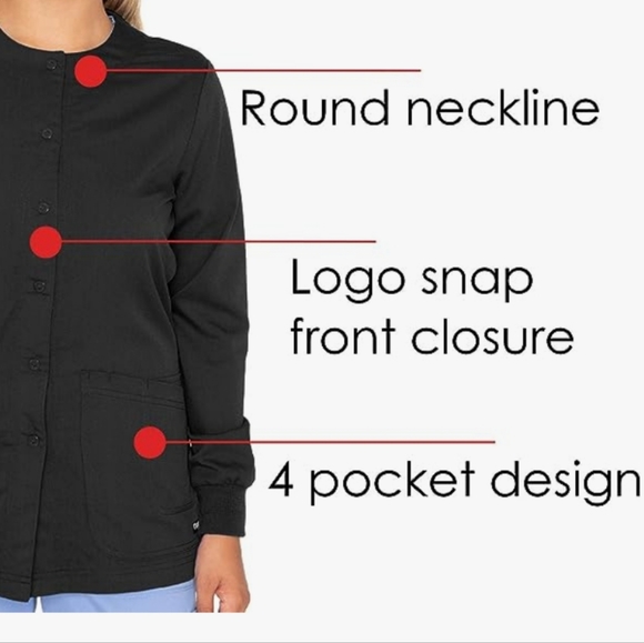 Grey's Anatomy XS Black 4-Pocket Button Up Lab Jacket - Picture 2 of 15